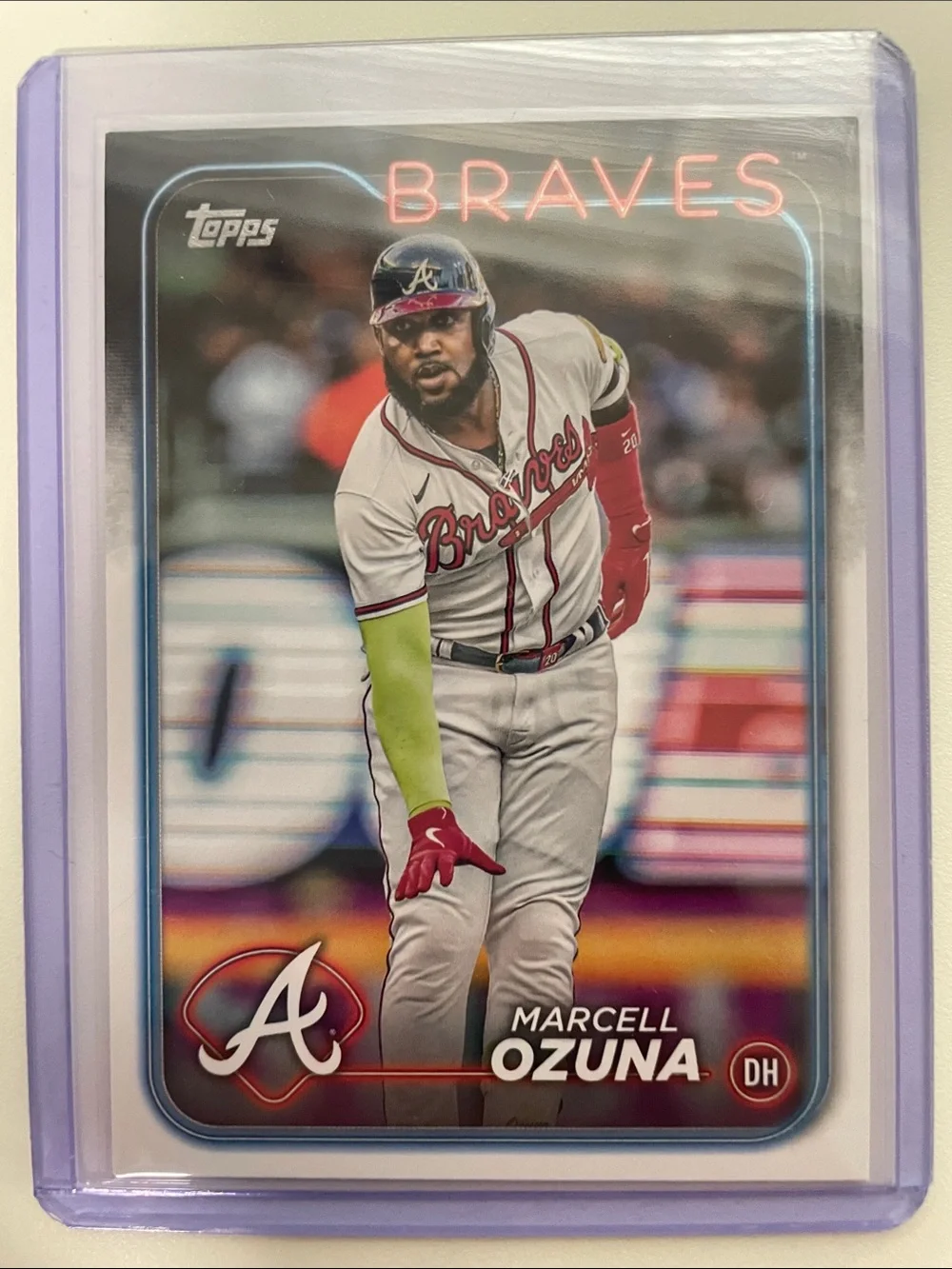 Topps Braves Baseball Cards - Purple Sleeves, Red & White Uniforms - Picture 3 of 6